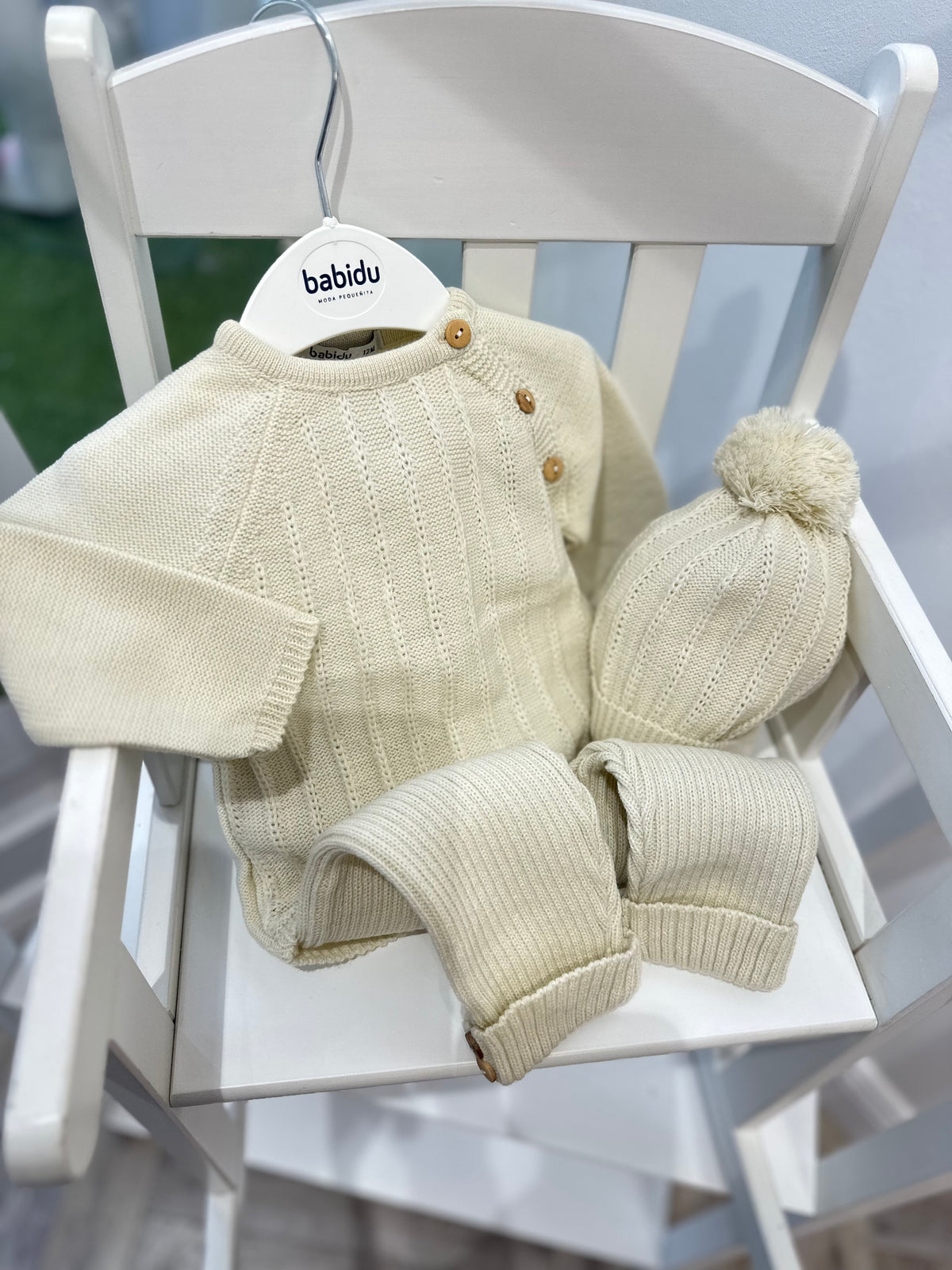 Babidu cream knit 3 piece
