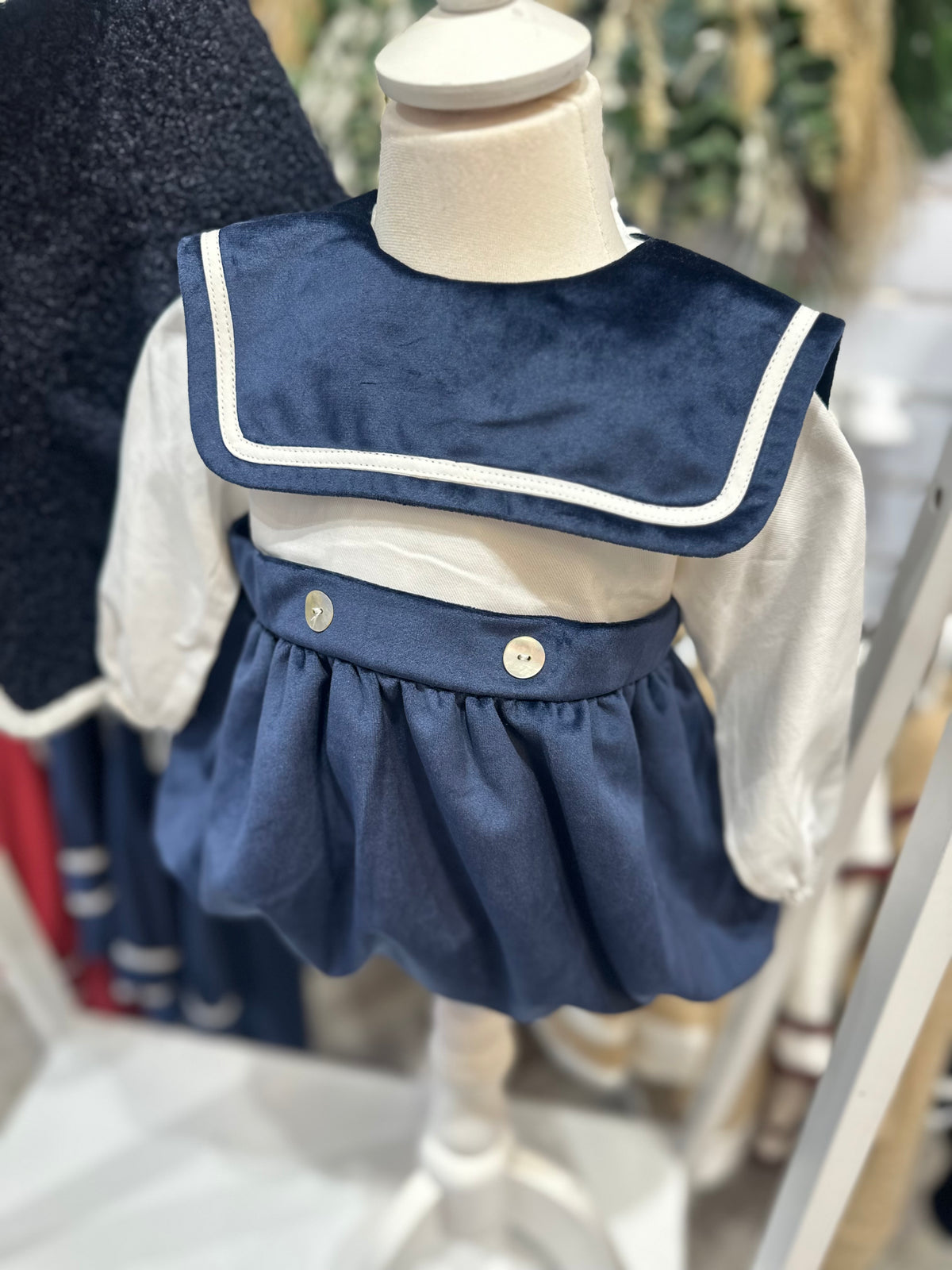 Be Chic navy velour romper
