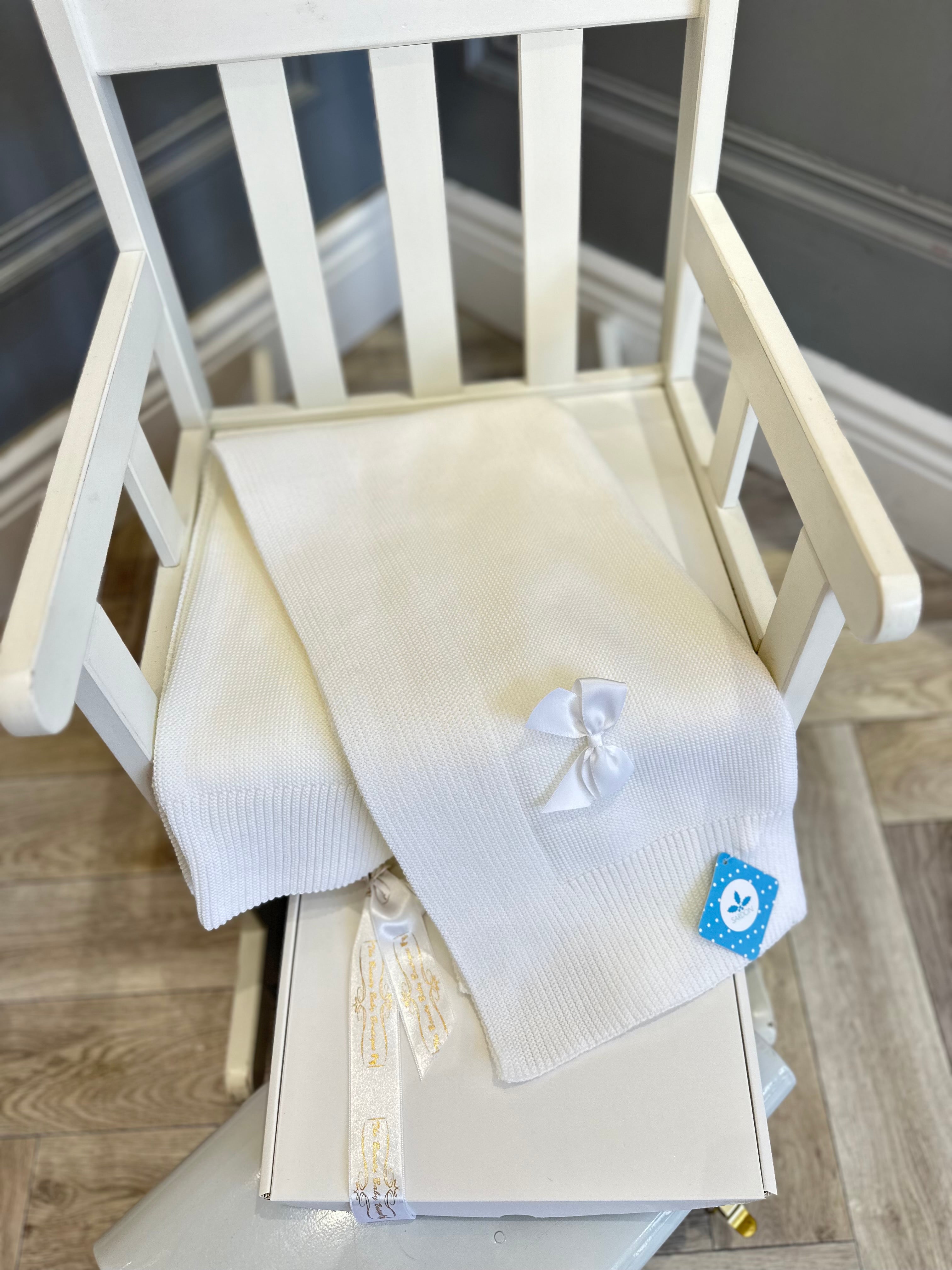 Ivory Sardon Blanket with bow