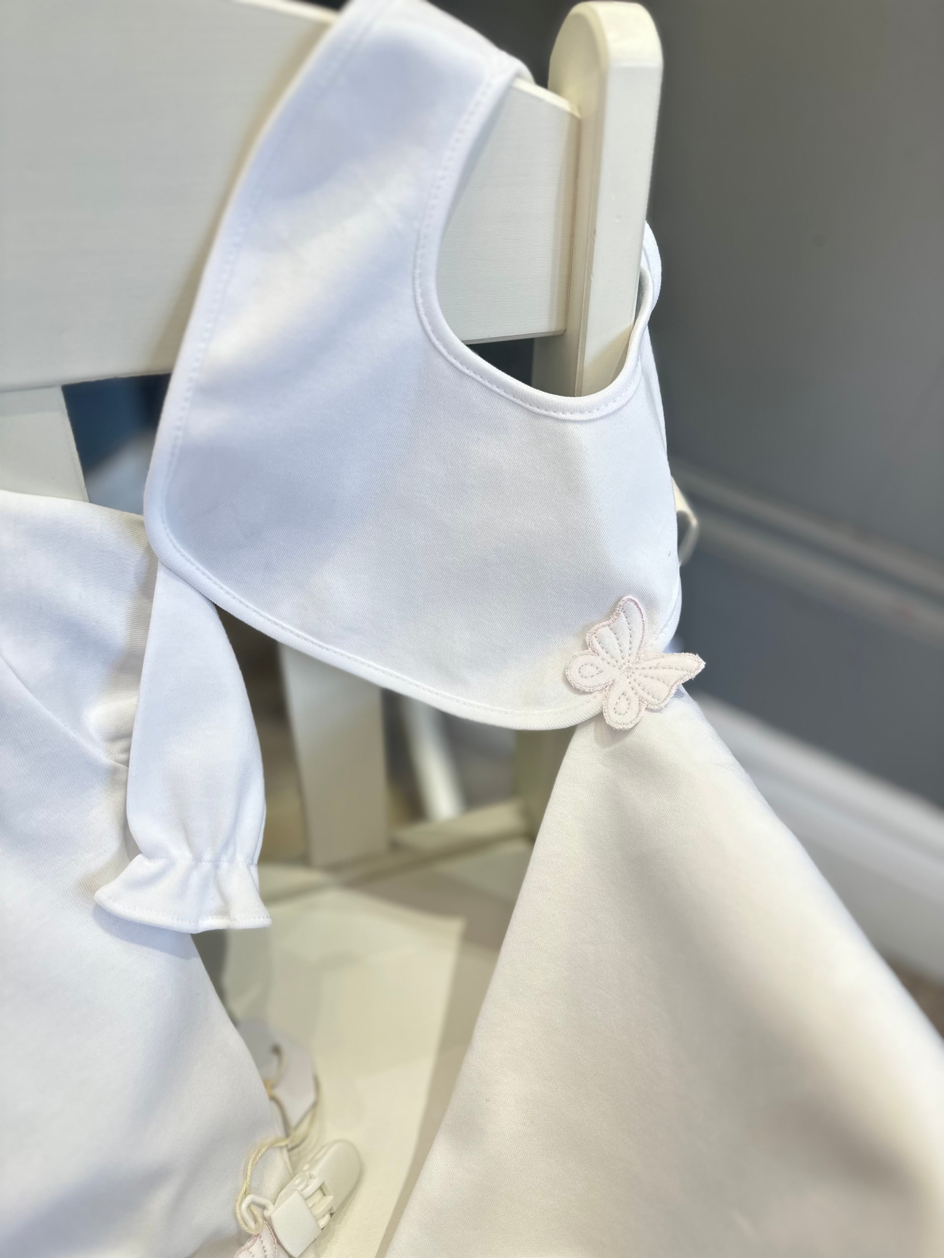 Baby Gi white butterfly bib