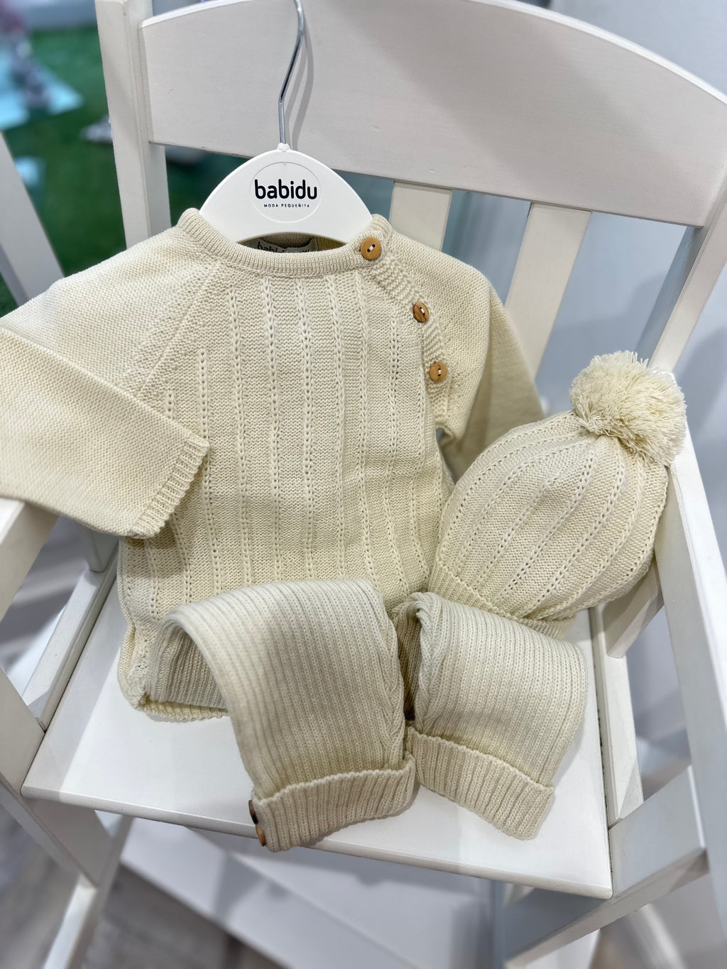 Babidu cream knit 3 piece