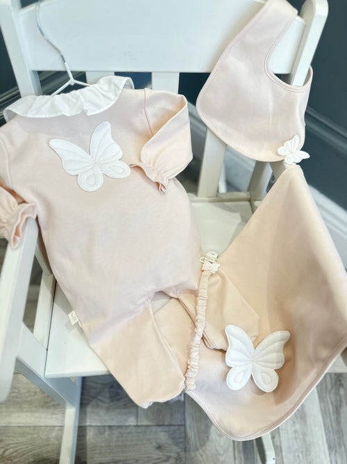 Baby Gi peach butterfly bib