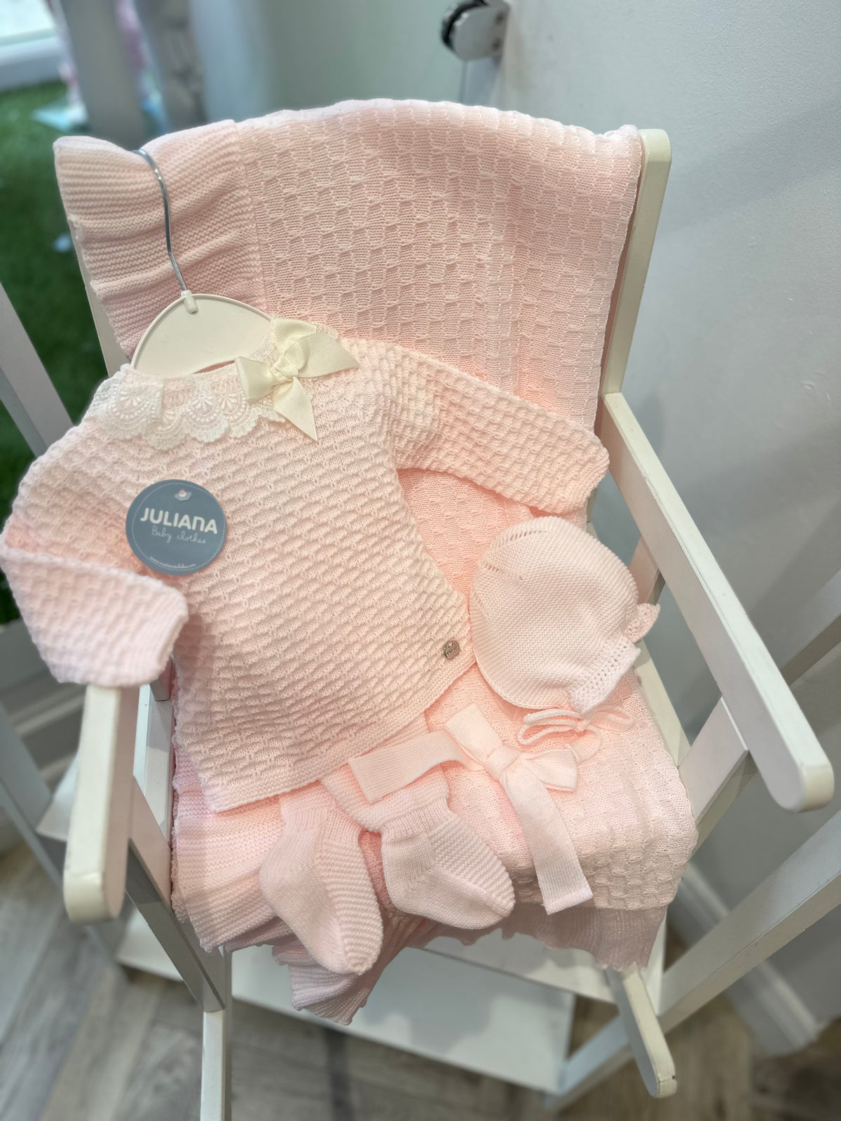 Juliana pink lace knit set