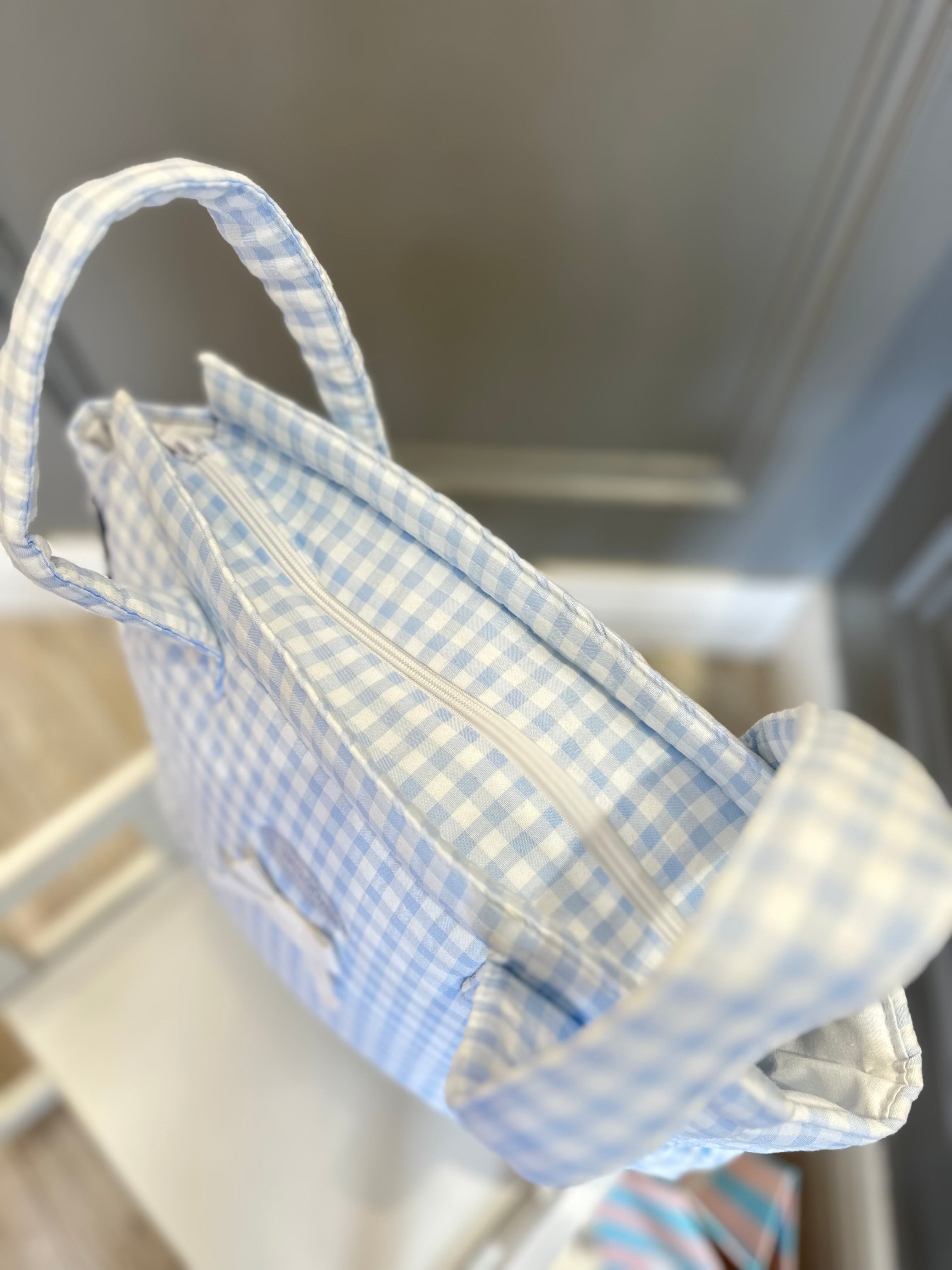 Blue gingham Babidu bag