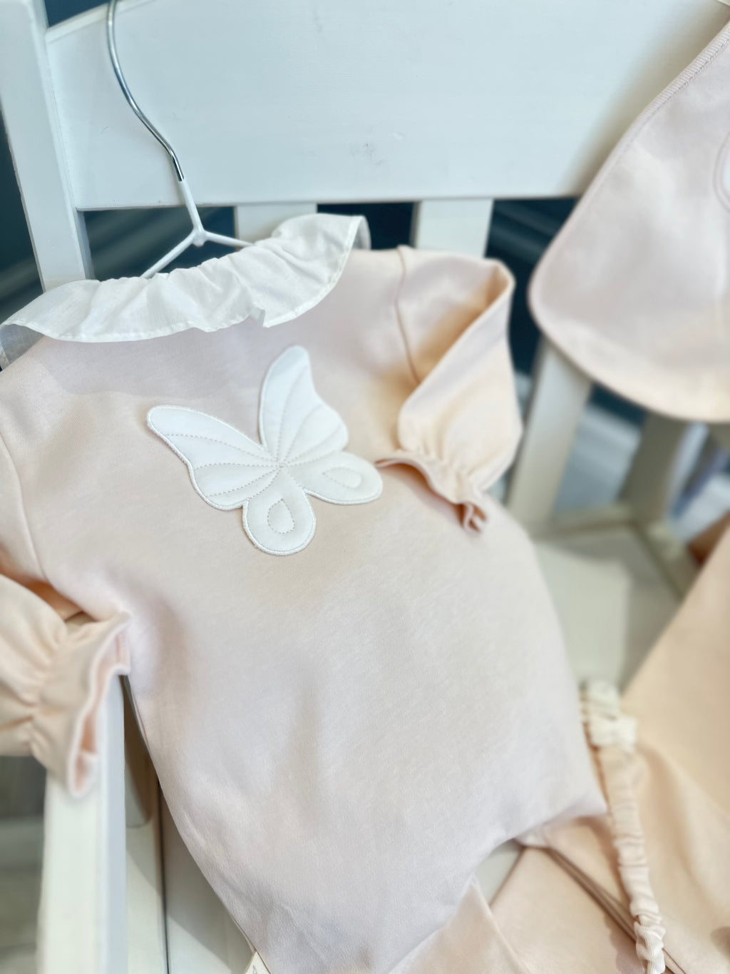 Baby Gi peach butterfly babygrow