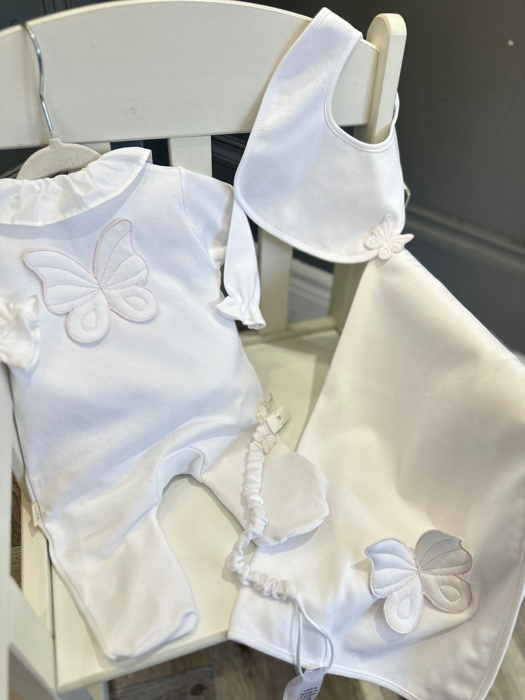 Baby Gi white butterfly bib
