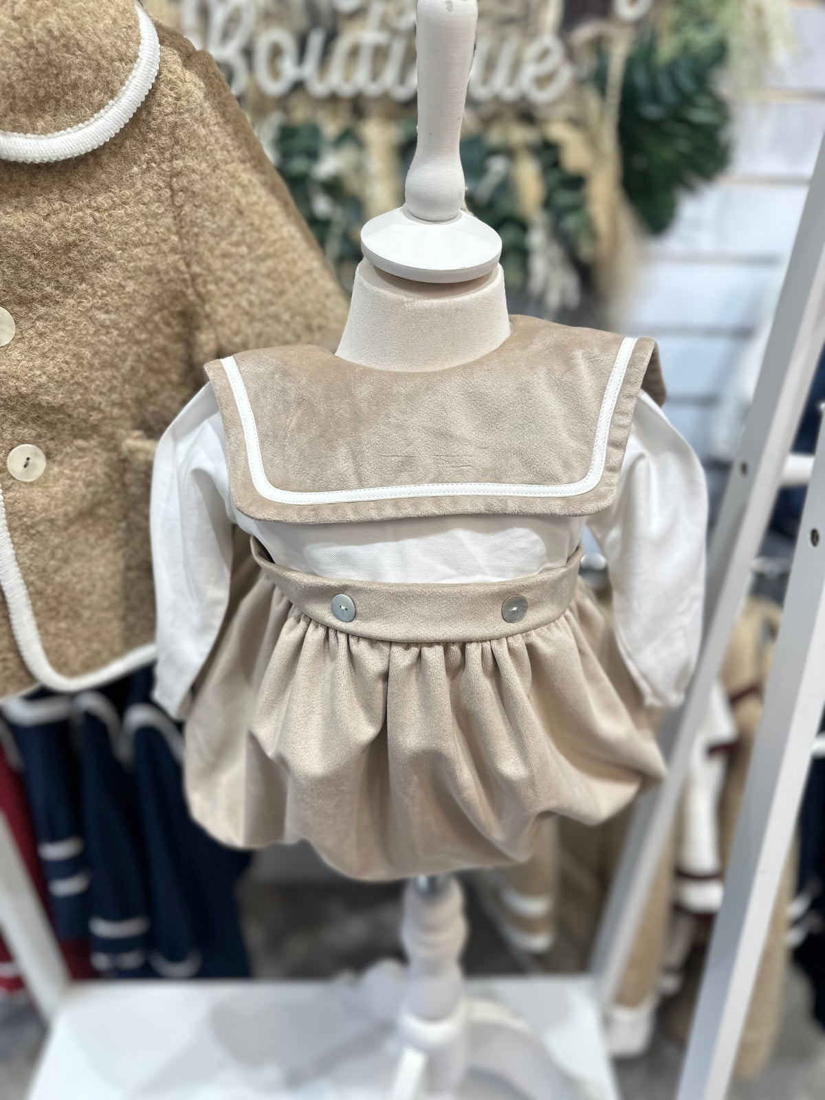 Be Chic beige velour romper