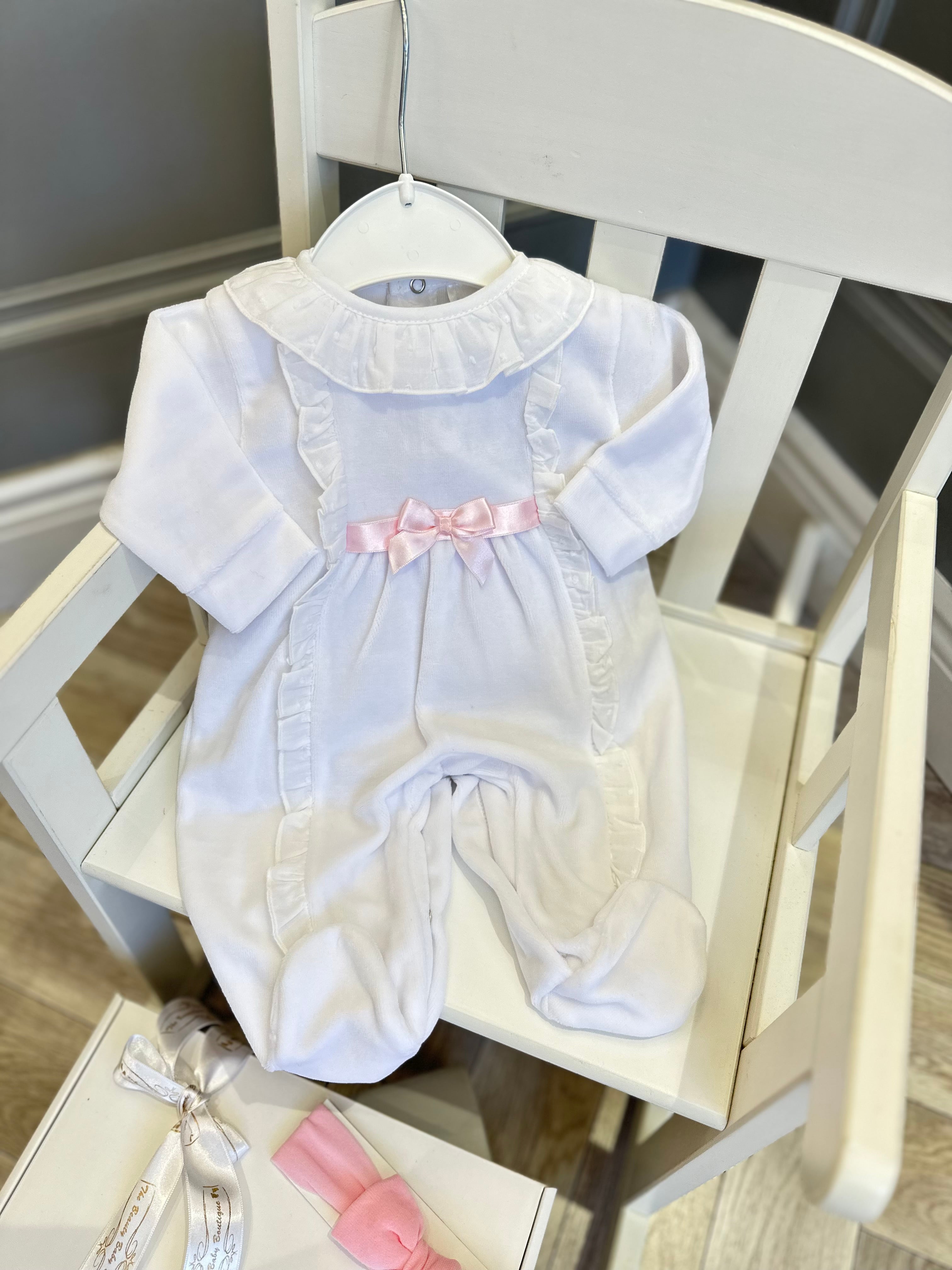 Baby grow with pink bow