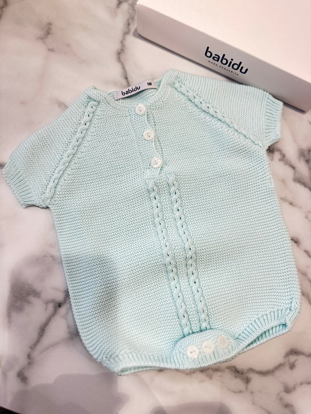 Mint green Babidu knit romper