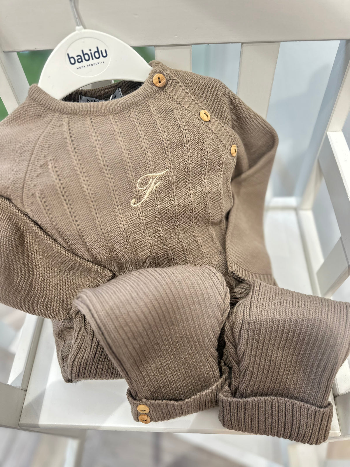 Babidu chocolate brown knit set