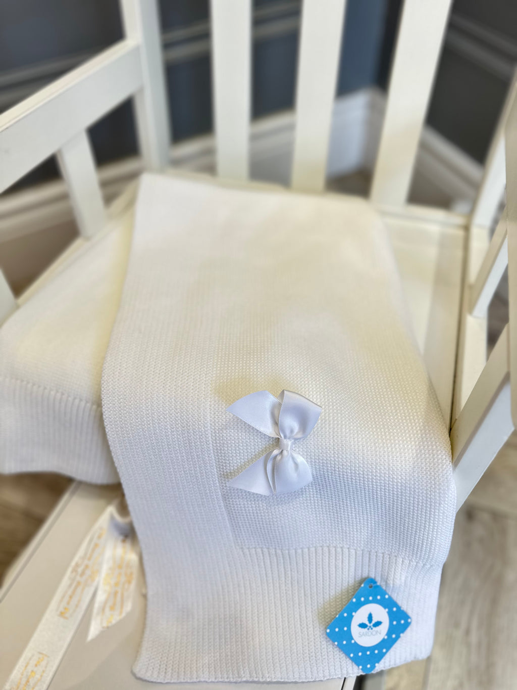 Ivory Sardon Blanket with bow