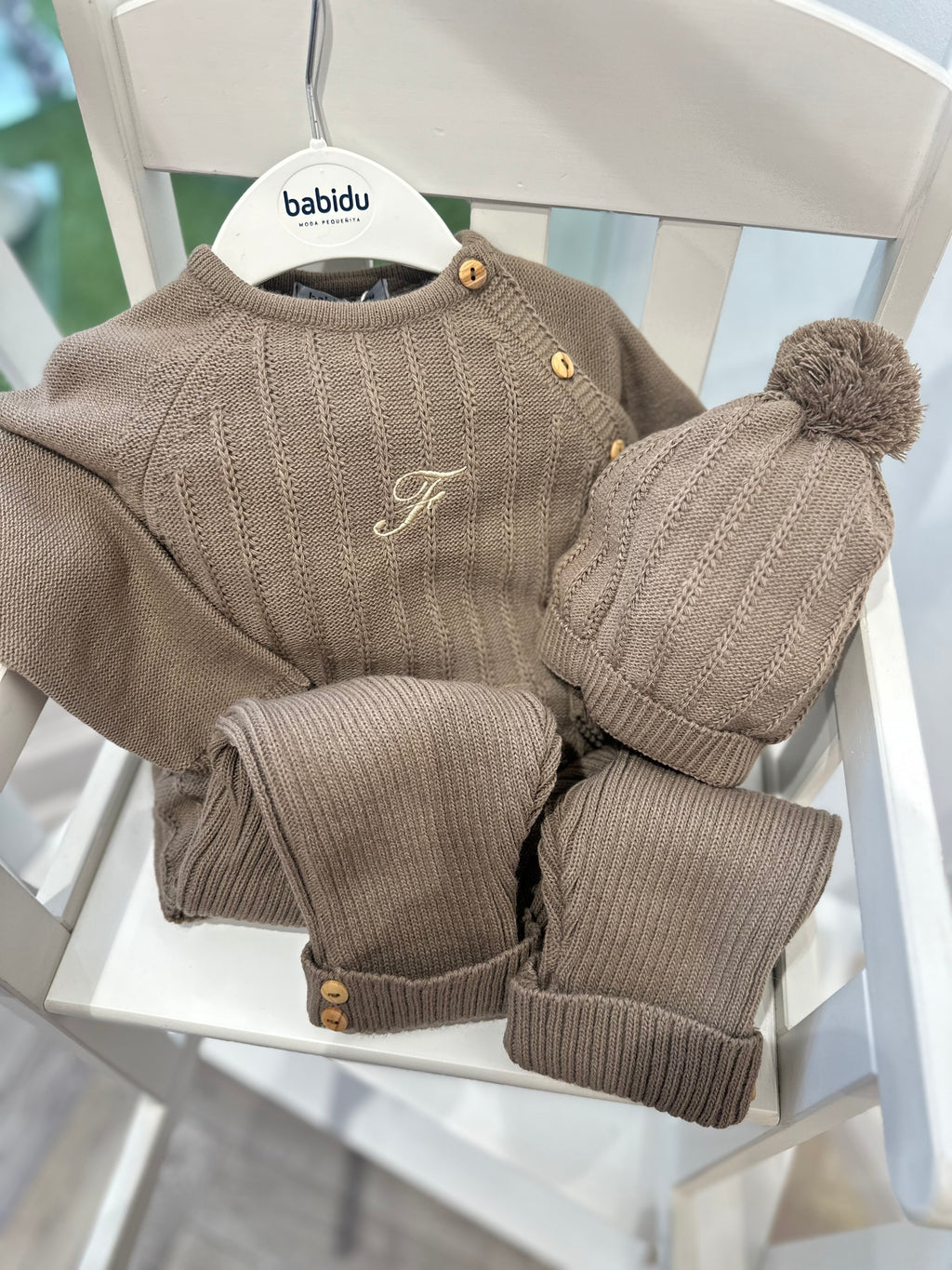 Babidu chocolate brown knit set