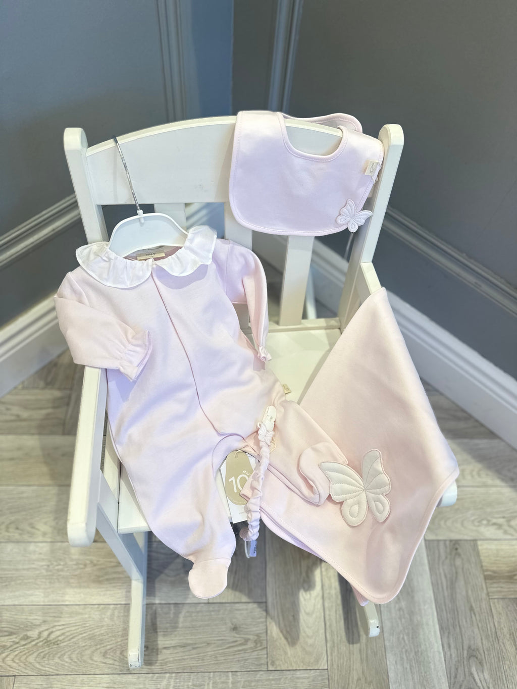 Baby Gi pink Butterfly baby grow