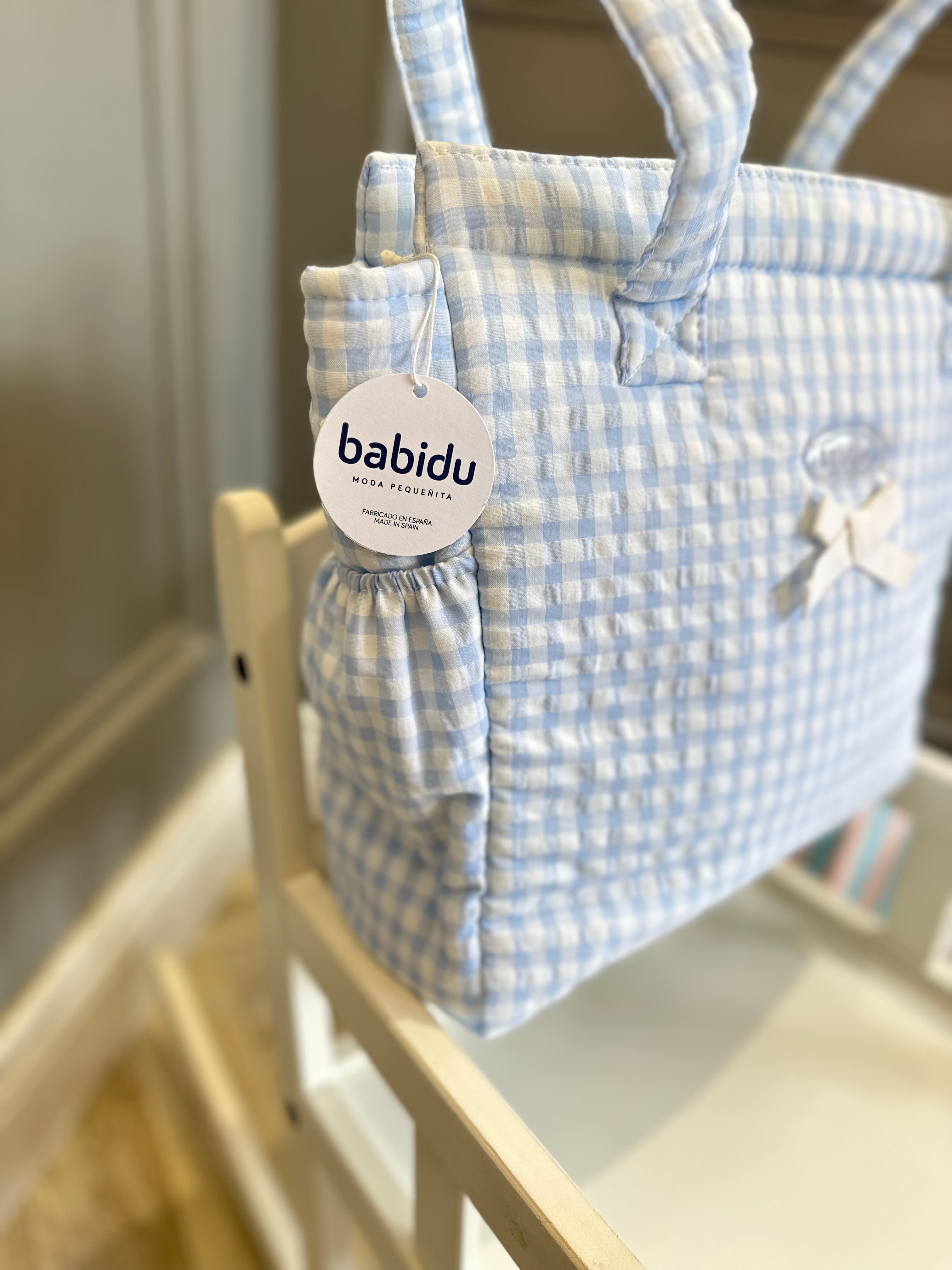 Blue gingham Babidu bag