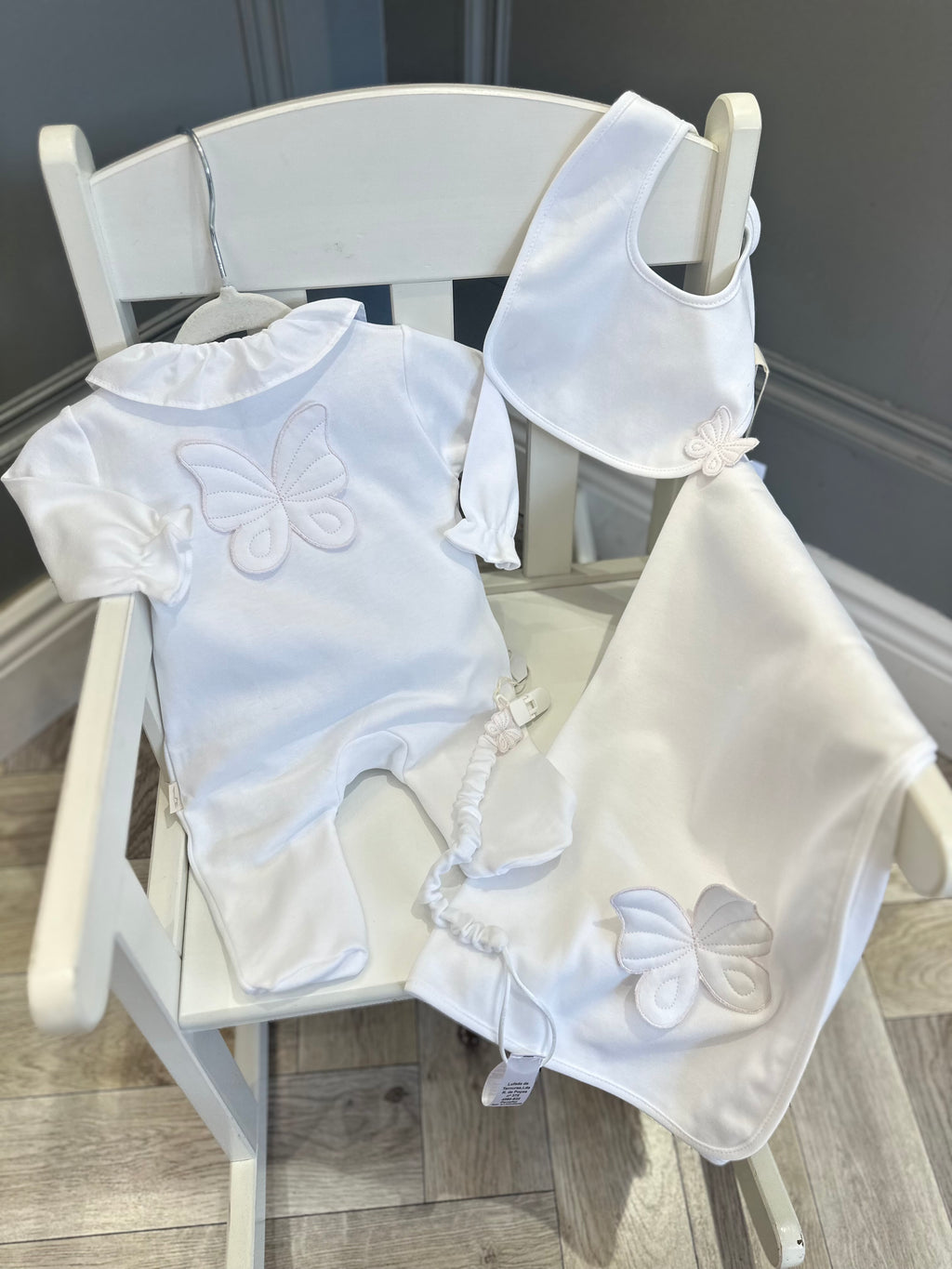 Baby Gi white butterfly babygrow