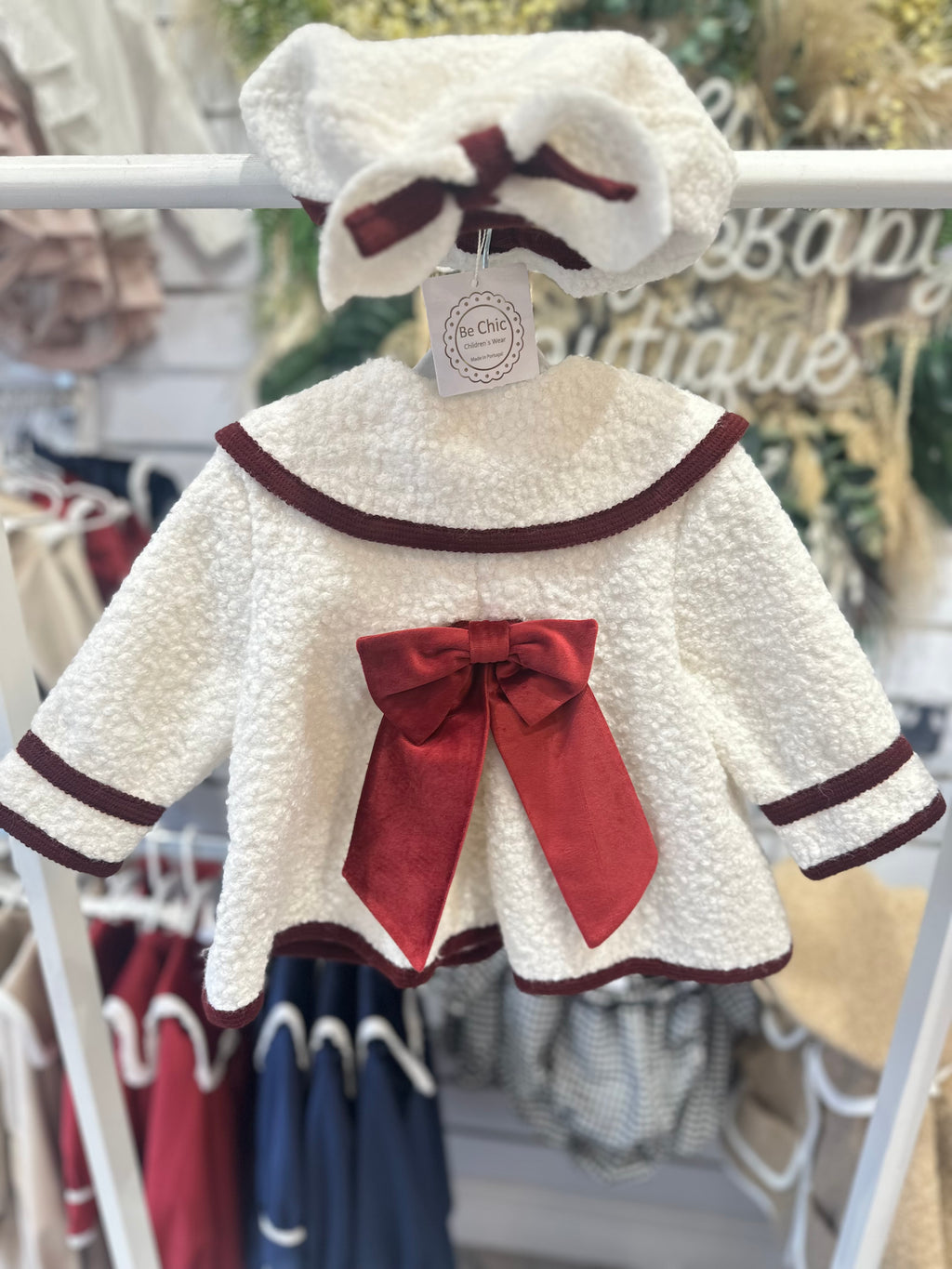Be Chic red trim boule coat