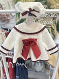 Be Chic red trim boule coat