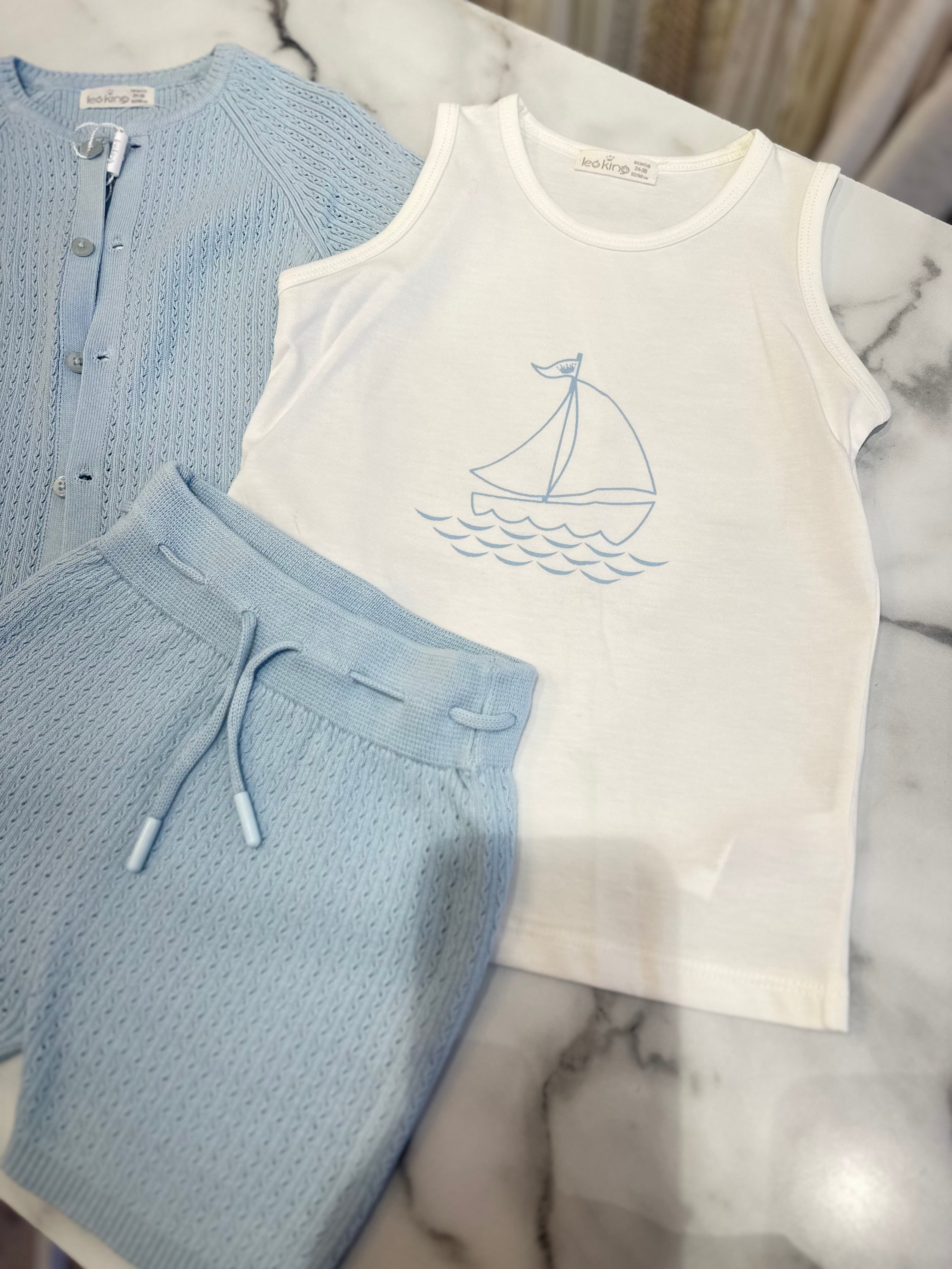 Blue knit 3 piece
