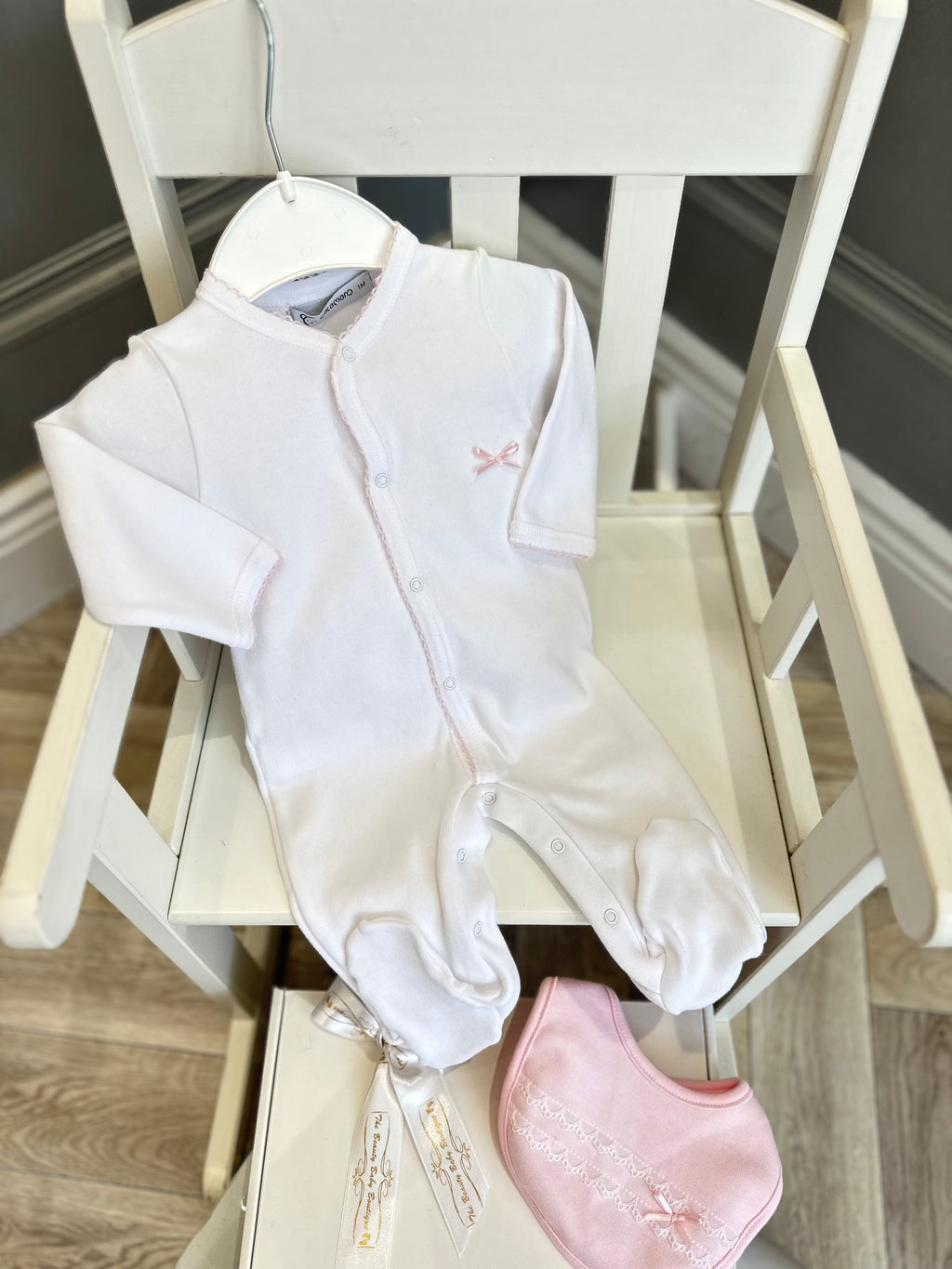 Calamaro babygrow with pink