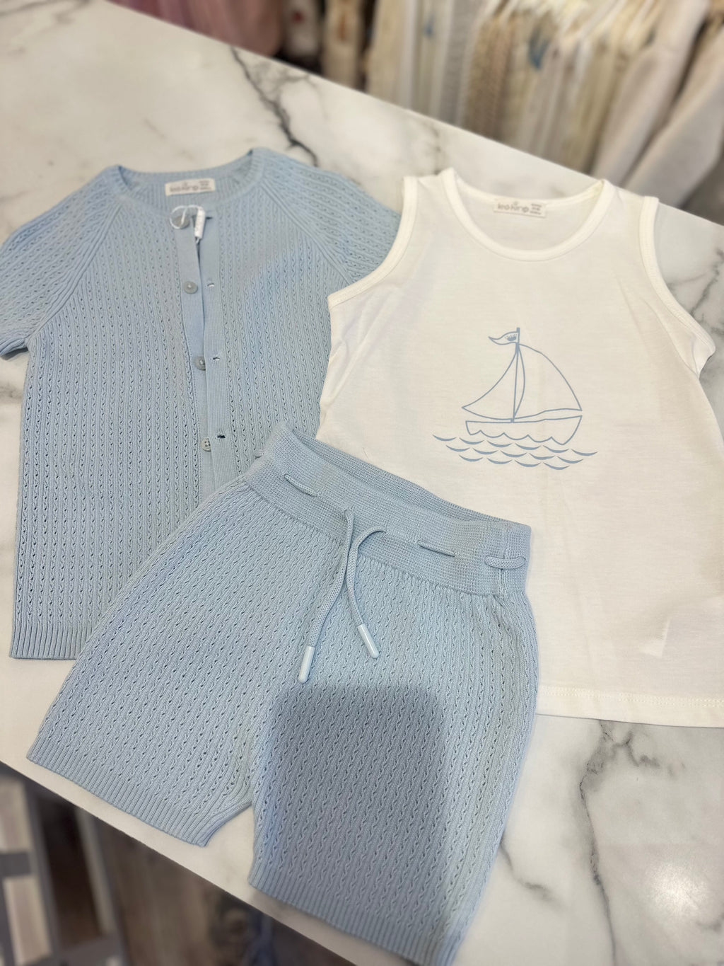 Blue knit 3 piece