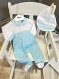 Babidu Mint green stripe babygrow & Bib